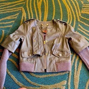Tory Burch Leather Jacket Sweater Size XS